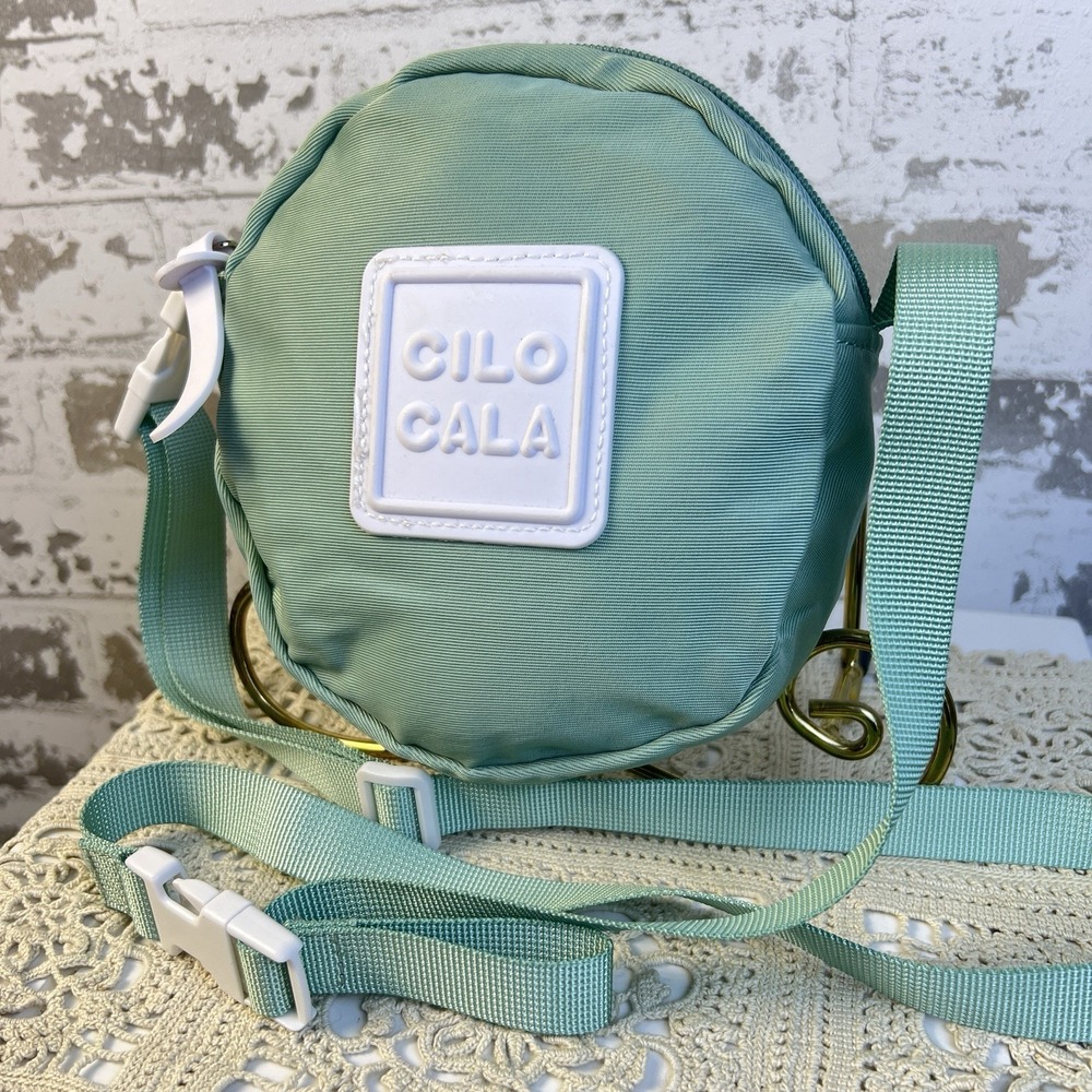 CILOCALA Nylon Sling Bag Round Pastel Green Crossbody Purse Small Cute Girlie